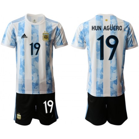 Argentina Fotbollströjor Kun Agüero 19 Barn Hemma tröja 2020 Kortärmad